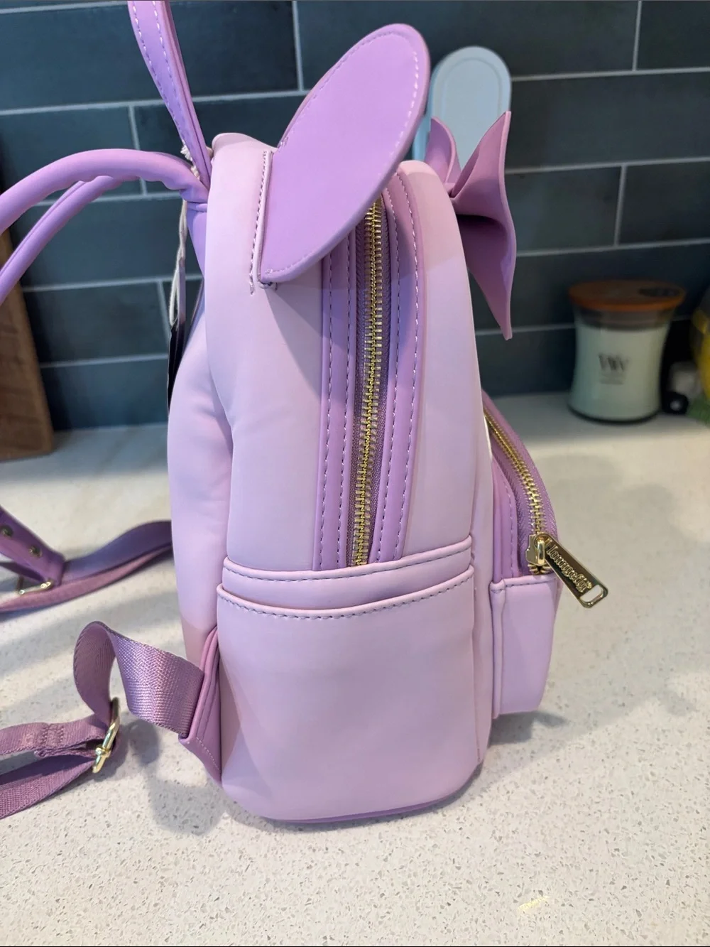 Disney Lilac Minnie Mouse Floral Bow Loungefly Backpack NWT